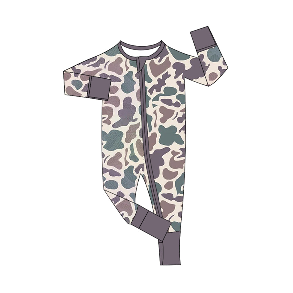 Baby Infant Boys Rompers Green Camo Zip Rompers preorder LR1604