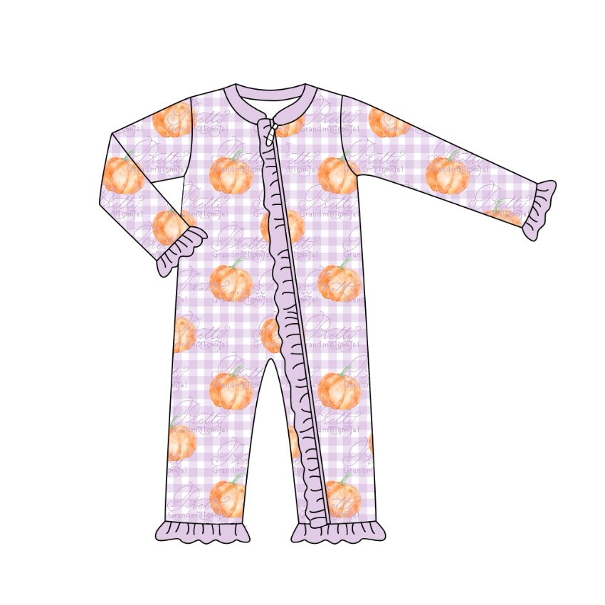 Baby Infant Girls Rompers Halloween Pumpkin Zip Rompers preorder LR1610