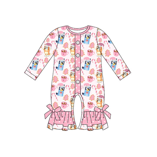 Baby Infant Girls Rompers Christmas Dogs Buttons Rompers preorder LR1635