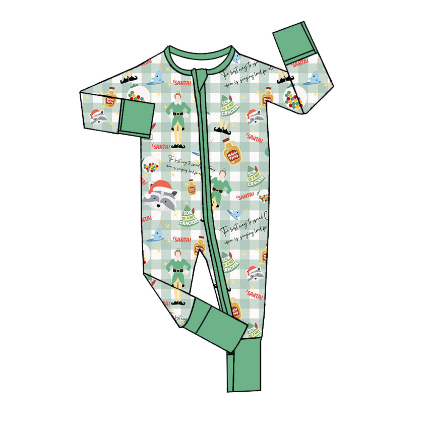 Baby Infant Kids Rompers Christmas Checkered Zip Rompers preorder LR1641