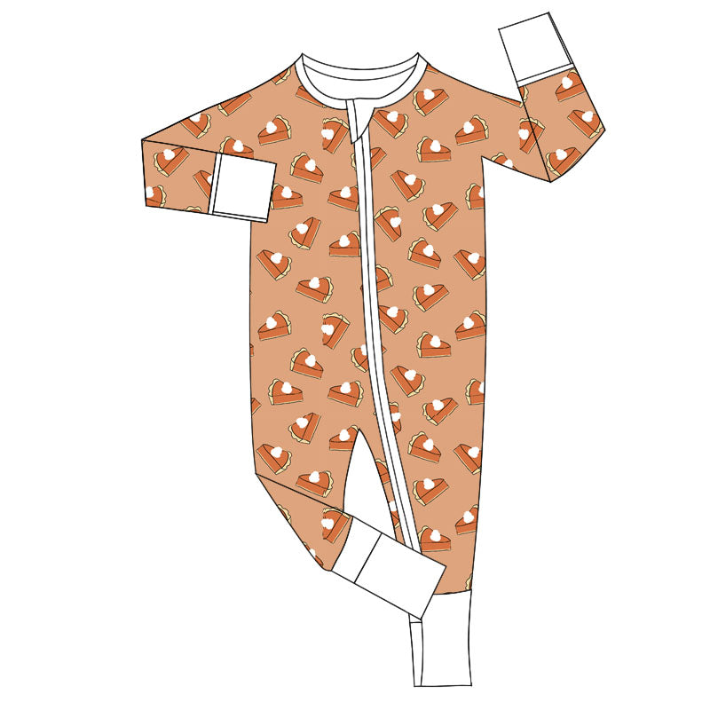 Baby Infant Kids Rompers Thanksgiving Pie Zip Rompers preorder LR1643