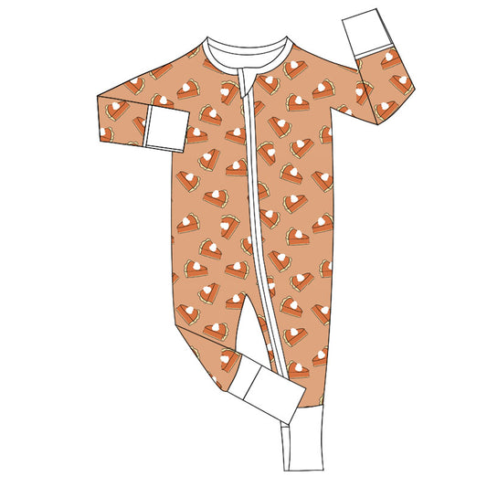 Baby Infant Kids Rompers Thanksgiving Pie Zip Rompers preorder LR1643