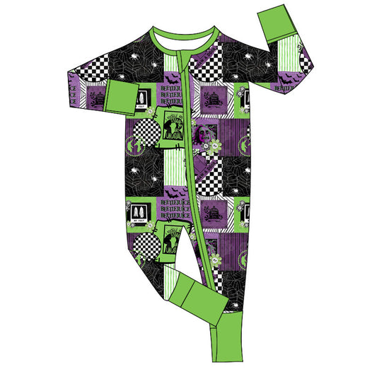 Baby Infant Boys Rompers Halloween Spider Green Horrible Zip Rompers preorder LR1649