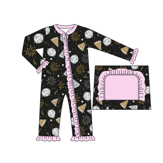 Baby Infant Girls Rompers Happy New Year Disco Zip Rompers preorder LR1666