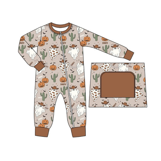 Baby Infant Boys Rompers Halloween Howdy Western Zip Rompers preorder LR1672