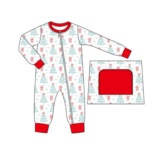 Baby Infant Boys Rompers Christmas Tree Stars Zip Rompers preorder LR1676