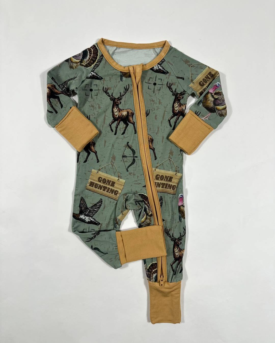 Baby Infant Boys Rompers Hunting Deers Ducks Zip Rompers preorder LR1680