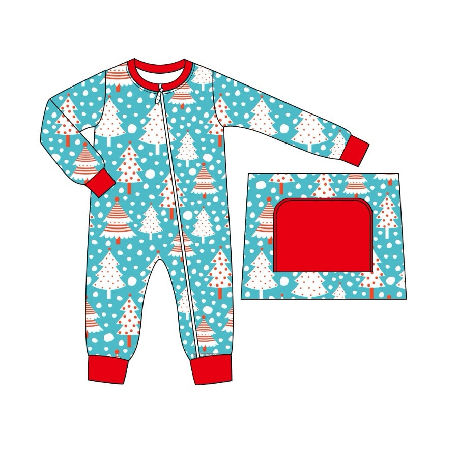 Baby Infant Boys Rompers Christmas Tree Dots Zip Rompers preorder LR1681