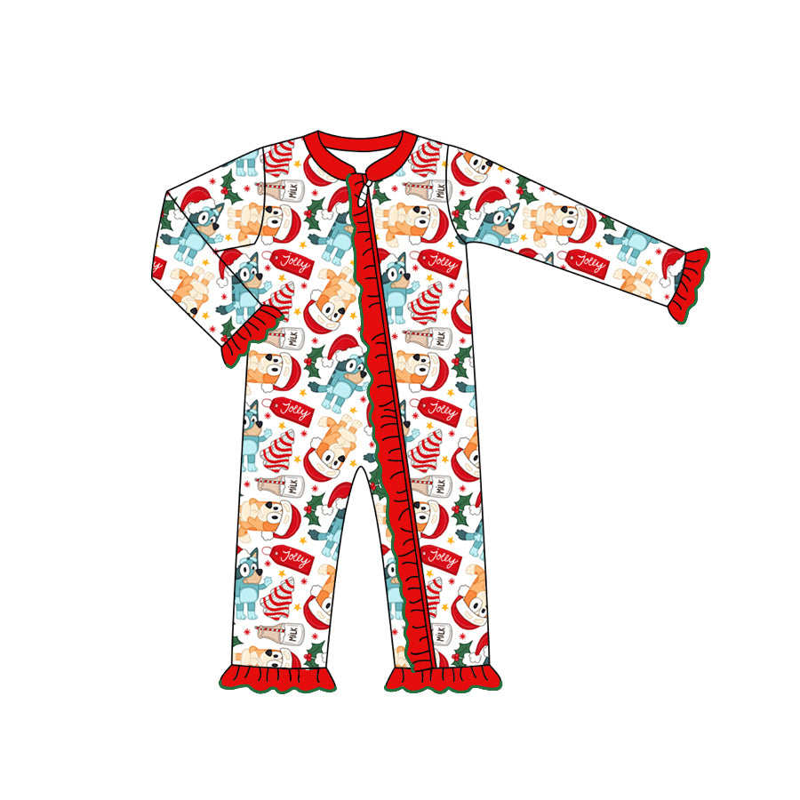 Baby Infant Girls Rompers Christmas Tree Dots Zip Rompers preorder LR1685