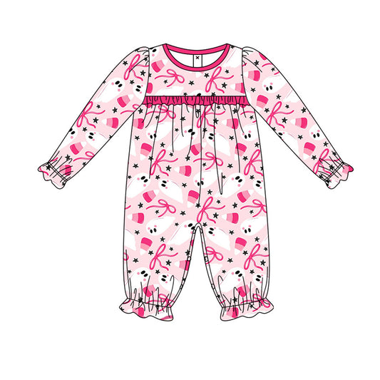 Baby Infant Girls Rompers Pink Halloween Ghost Bows Rompers preorder LR1705