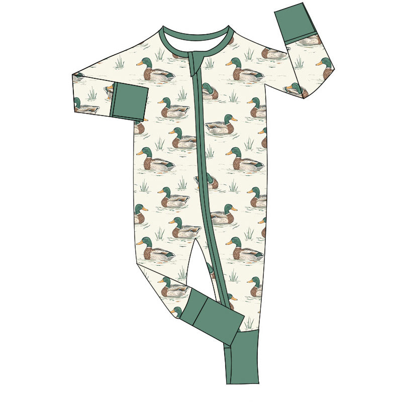 Baby Infant Boys Rompers Mallard Ducks Zip Rompers preorder LR1710