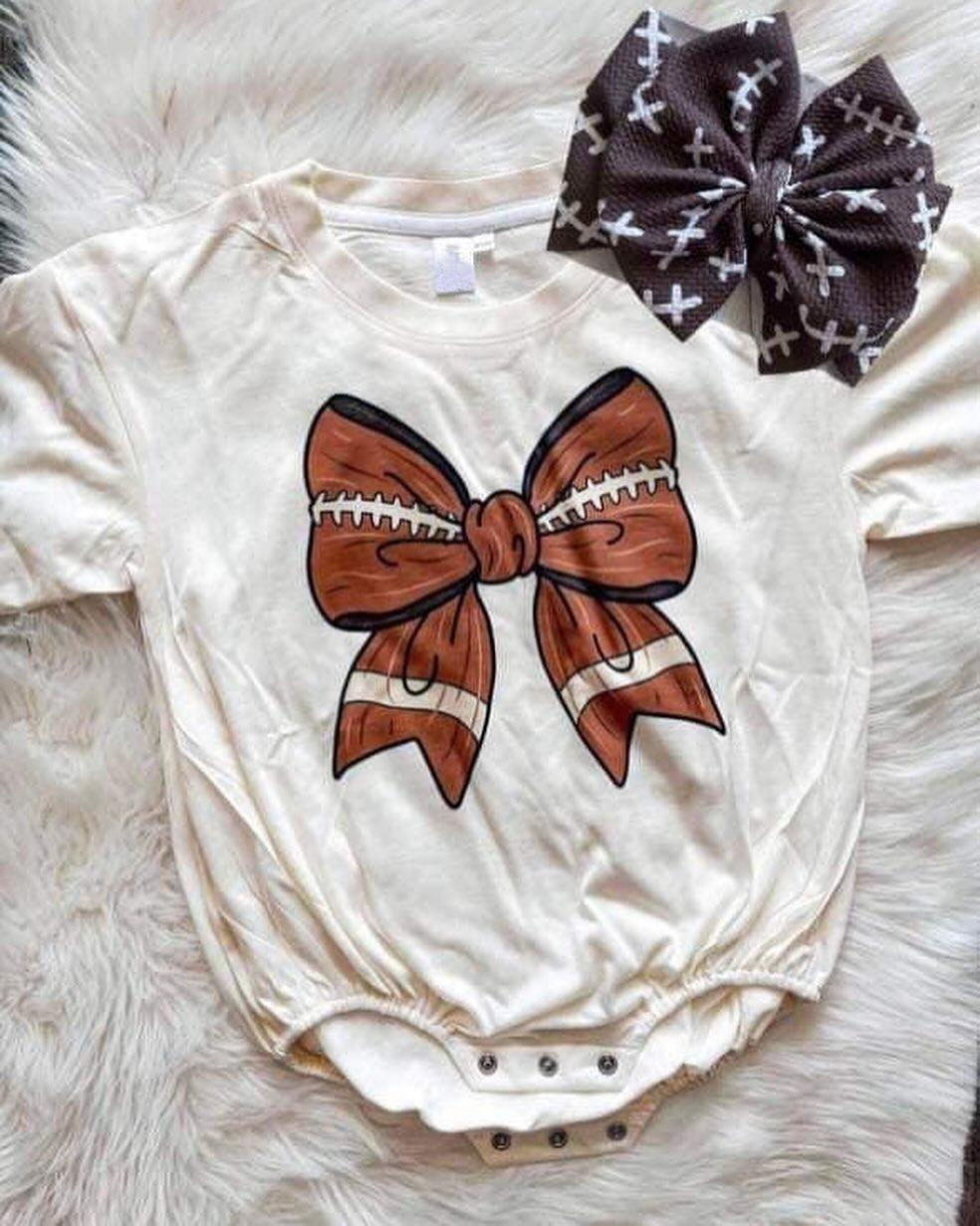 Baby Infant Girls Rompers Football Big Bow Rompers preorder LR1717