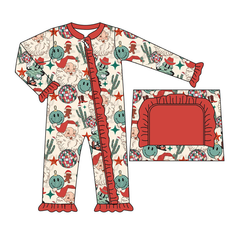 Baby Infant Girls Rompers Christmas Western Santa Cactus Zip Rompers preorder LR1739