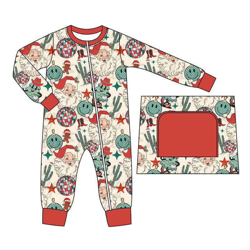 Baby Infant Boys Rompers Christmas Western Santa Cactus Zip LR1740