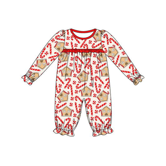 Baby Infant Girls Rompers Christmas Candy Cane House Rompers preorder LR1797