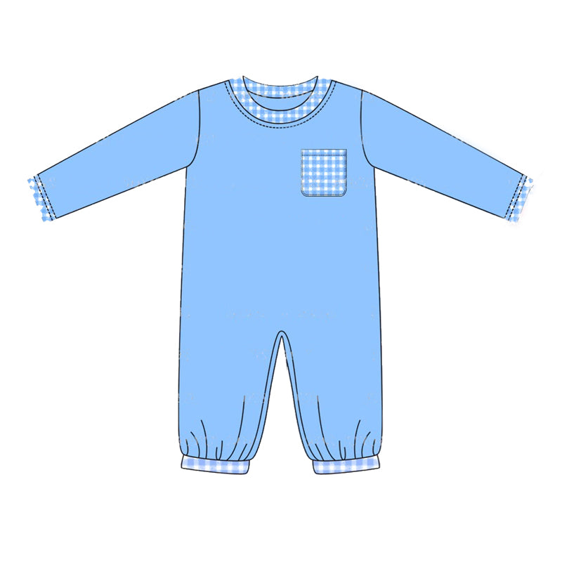 Baby Infant Boys Rompers Blue Pocket Long Sleeve Rompers preorder LR1814