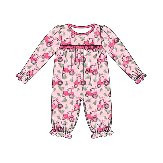 Baby Infant Girls Rompers Christmas Truck Trees Pink Rompers preorder LR1816