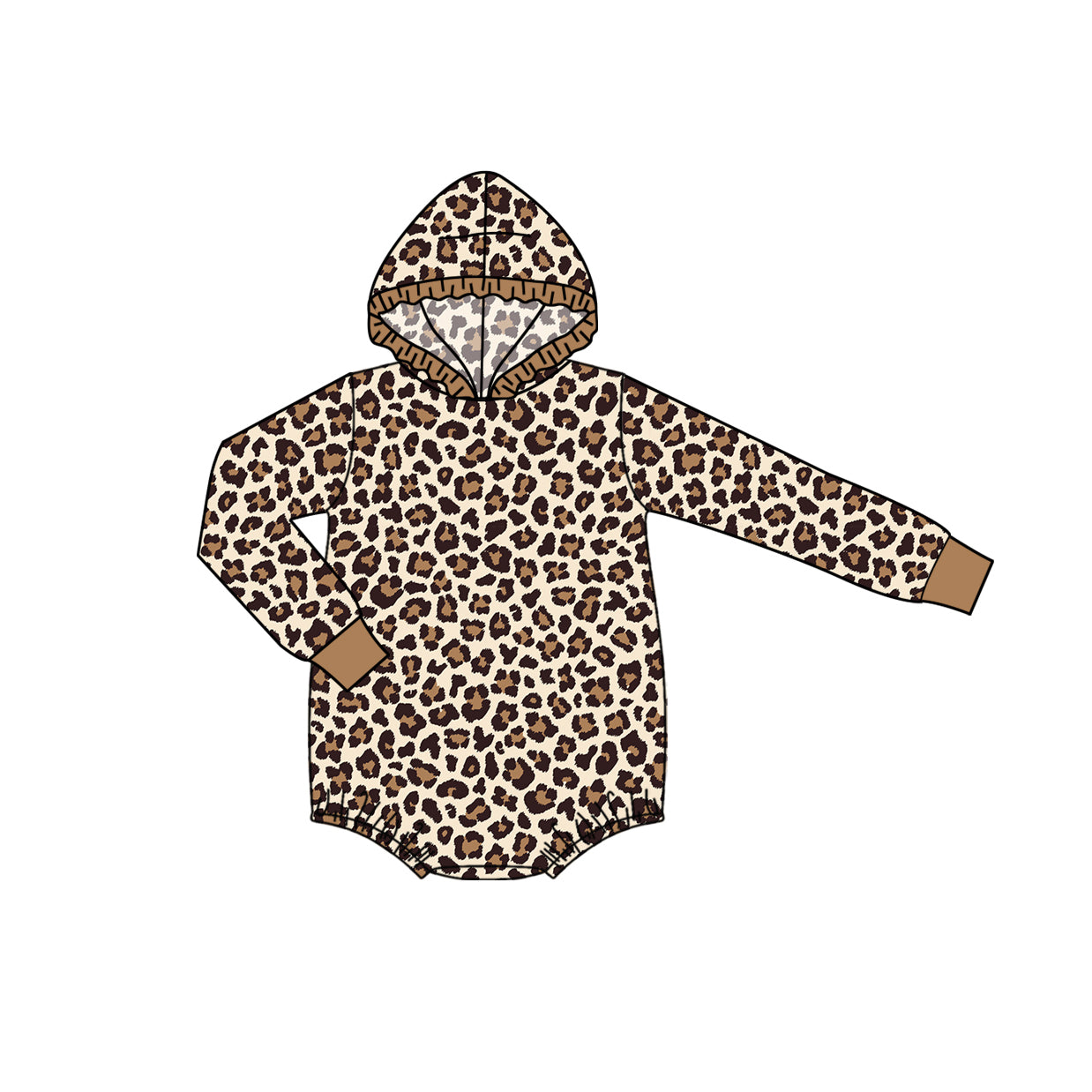 Baby Infant Girls Rompers Fall Leopard Hooded Rompers preorder LR1826