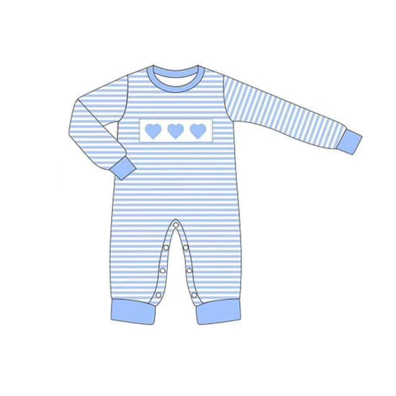 Baby Infant Boys Rompers Blue Stripes Hearts Rompers preorder LR1832