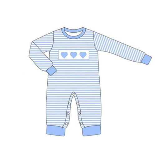 Baby Infant Boys Rompers Blue Stripes Hearts Rompers preorder LR1832