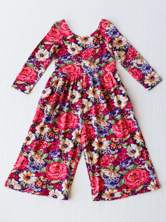 Boutique Baby Girls Flowers Long Sleeve Fall Jumpsuits Preorder LR1835