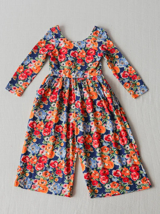 Boutique Baby Girls Jumpsuits Flowers Long Sleeve Fall Jumpsuits Preorder LR1836