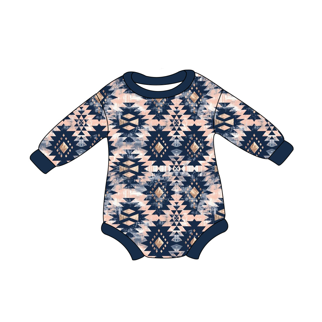 Baby Infant Boys Rompers Western Navy Aztec Long Sleeve Rompers preorder LR1845