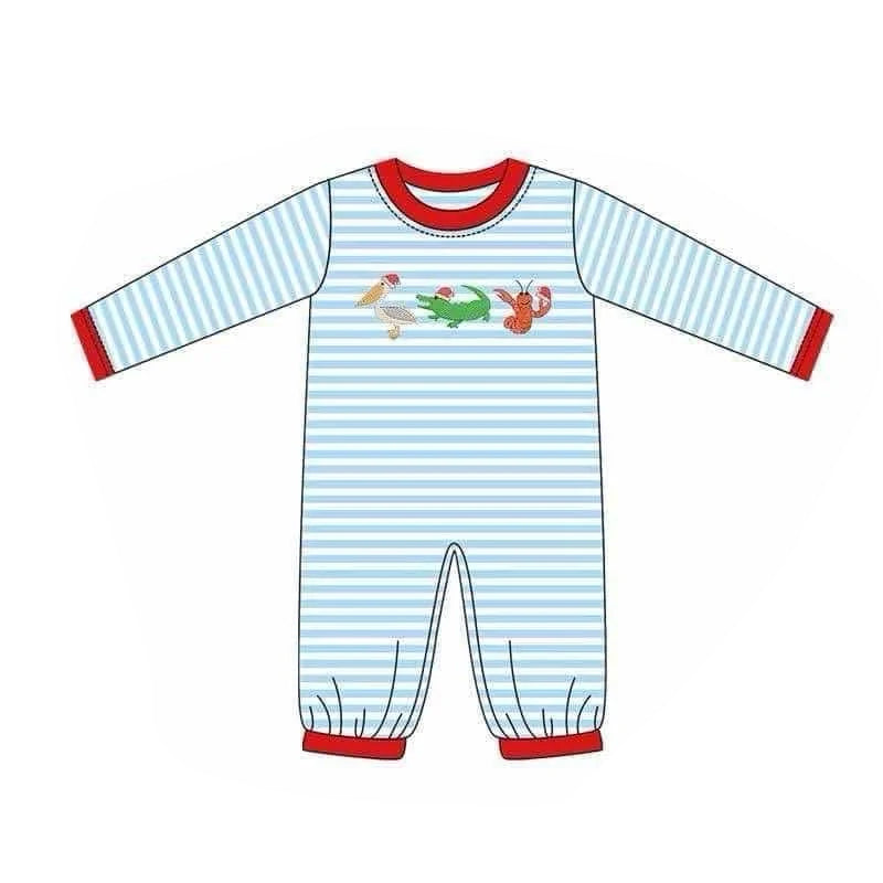 Baby Infant Boys Rompers Christmas Crawfish Crocodile Long Sleeve Rompers preorder LR1848