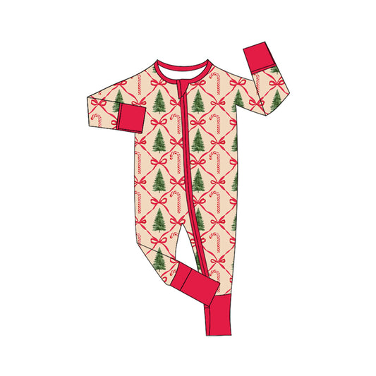 Baby Infant Girls Rompers Christmas Tree Red Zip Rompers preorder LR1872