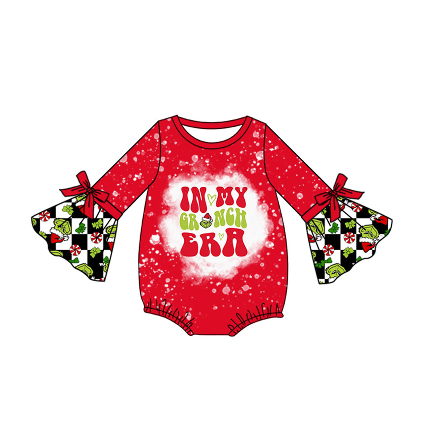 Baby Infant Girls Rompers Christmas Red Green Long Sleeve Rompers preorder LR1876