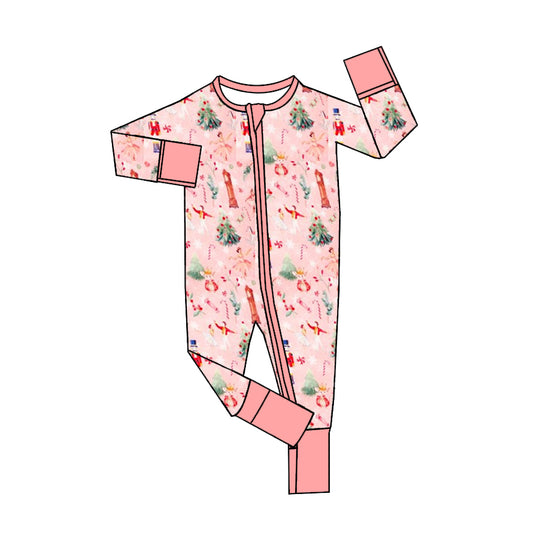 Baby Infant Girls Rompers Christmas Pink Zip Rompers preorder LR1878