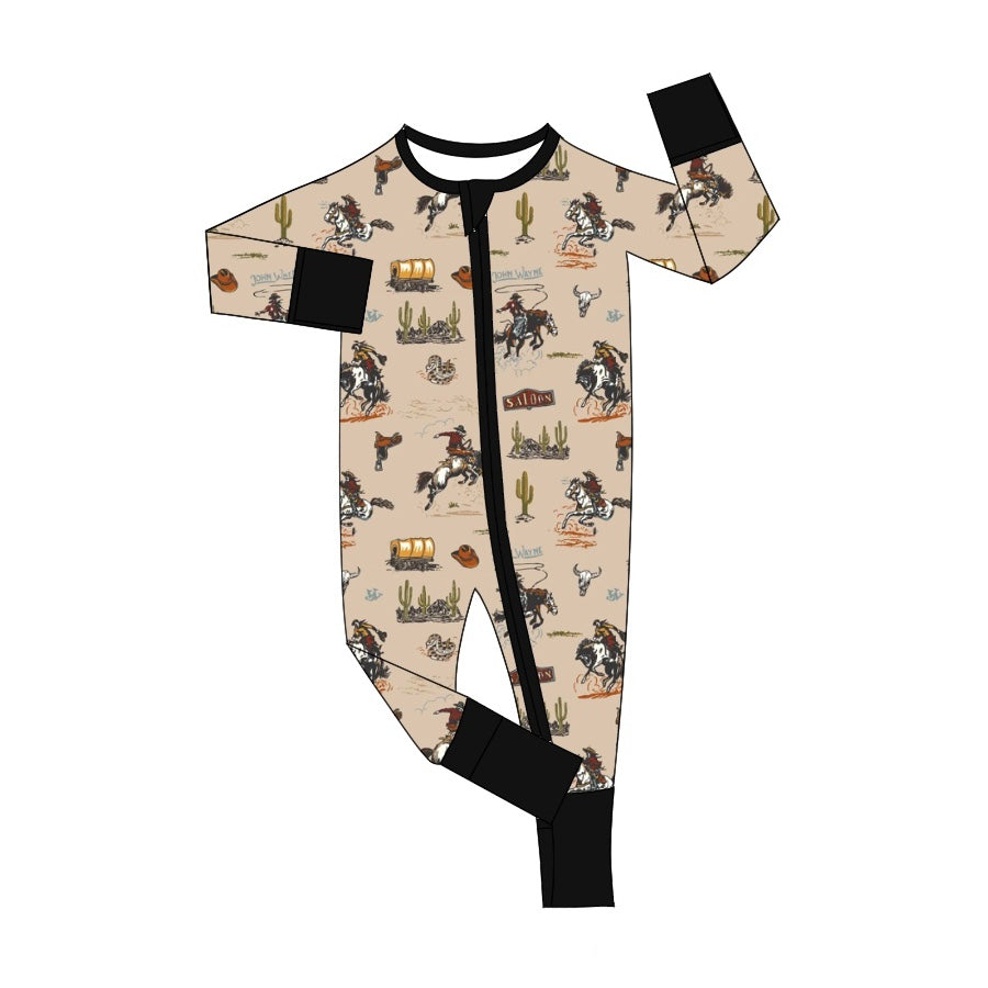 Baby Infant Boys Rompers Western Rodeo Cactus Zip Rompers preorder LR1890