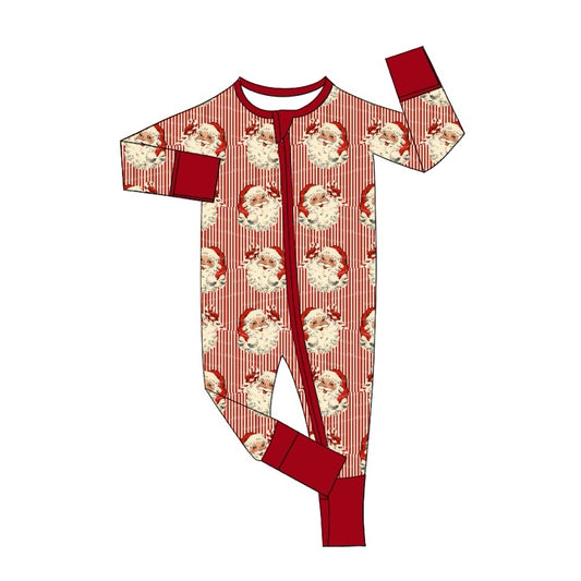 Baby Infant Girls Rompers Christmas Red Stripes Santa Zip Rompers preorder LR1891