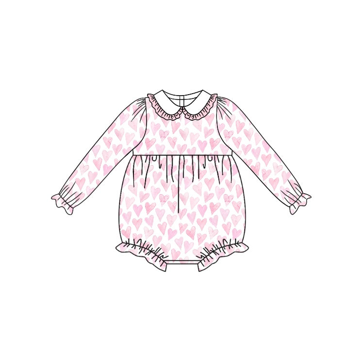 Baby Infant Girls Rompers Valentines Pink Hearts Rompers preorder LR1899