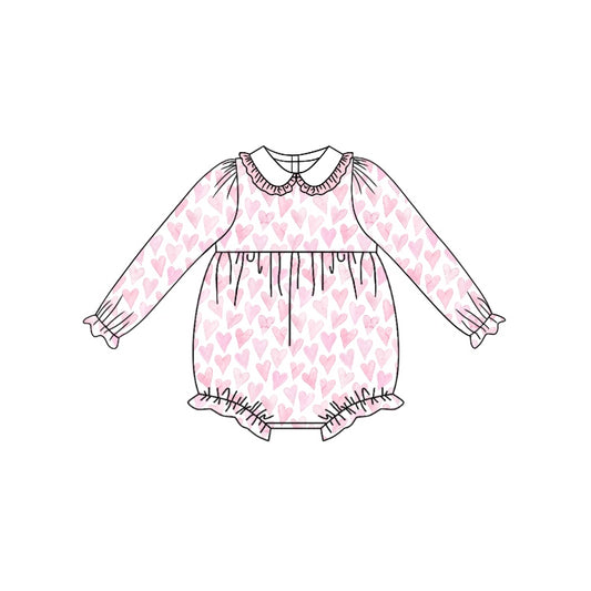 Baby Infant Girls Rompers Valentines Pink Hearts Rompers preorder LR1899