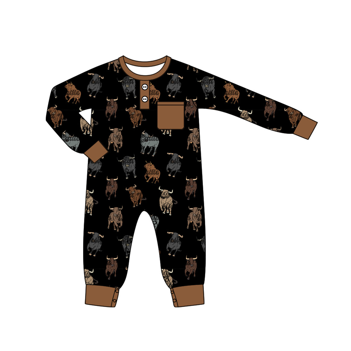 Baby Infant Boys Rompers Black Cow Western Long Sleeve Rompers preorder LR1902