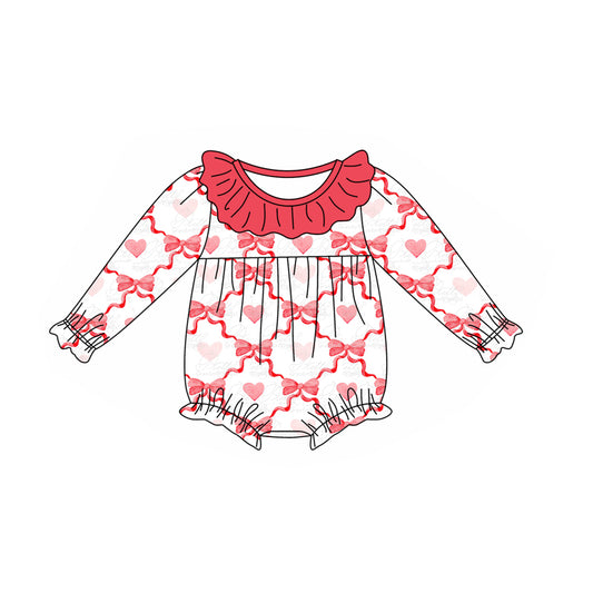 Baby Infant Girls Rompers Valentines Hearts Bows Rompers preorder LR1908