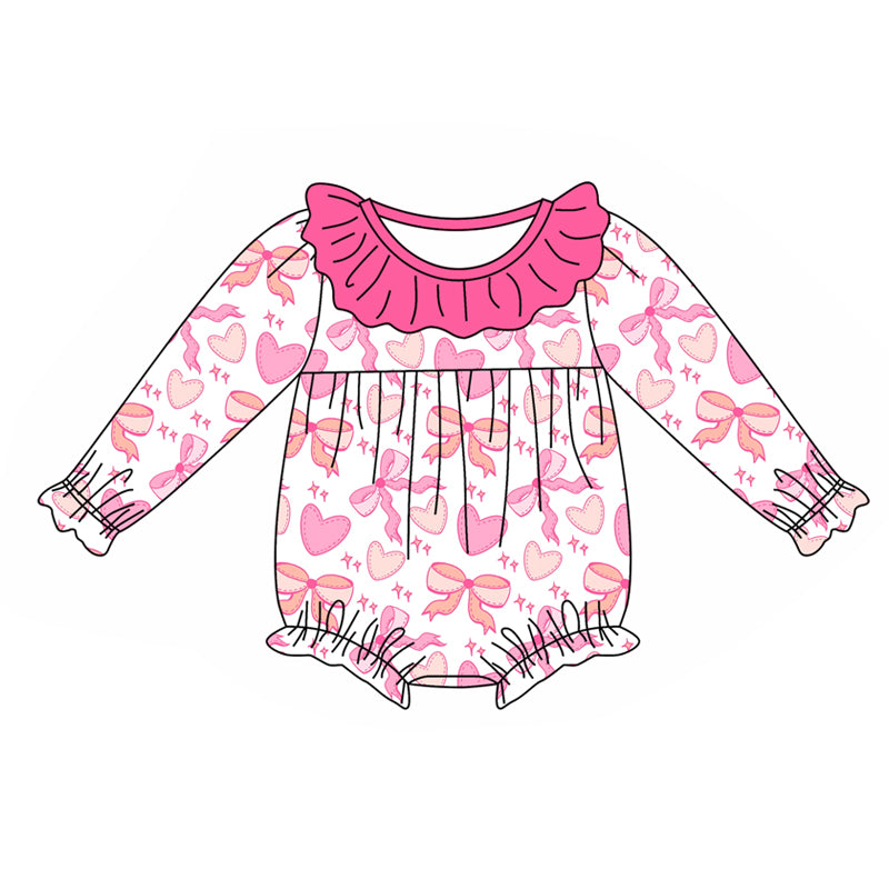 Baby Infant Girls Rompers Valentines Hearts Pink Rompers preorder LR1915