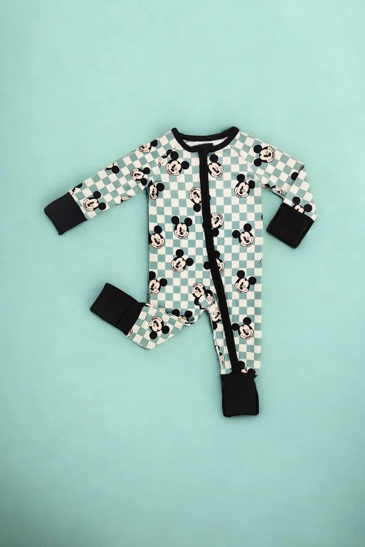 Baby Infant Boys Rompers Cartoon Checkered Zip Rompers preorder LR1929