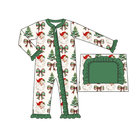 Baby Infant Girls Rompers Christmas Bows Zip Long Sleeve Rompers preorder LR1930