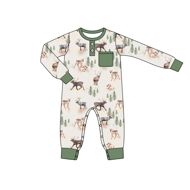 Baby Infant Boys Rompers Hunting Deer Pocket Rompers preorder LR1945