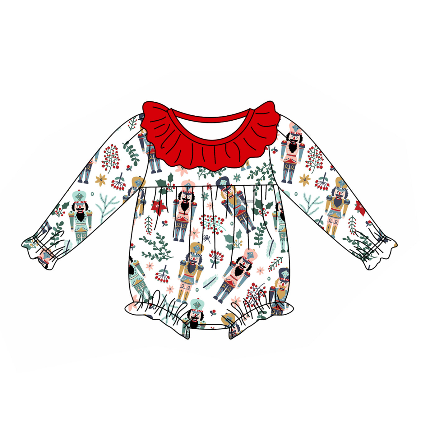 Baby Infant Girls Rompers Christmas Long Sleeve Ruffle Rompers preorder LR1948