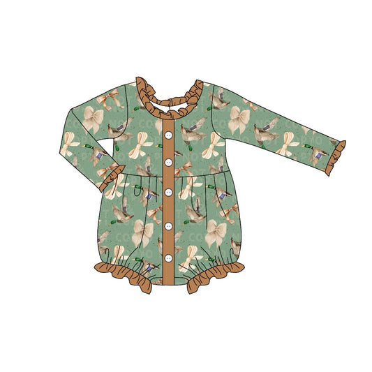 Baby Infant Girls Rompers Ducks Bows Brown Rompers preorder LR1950