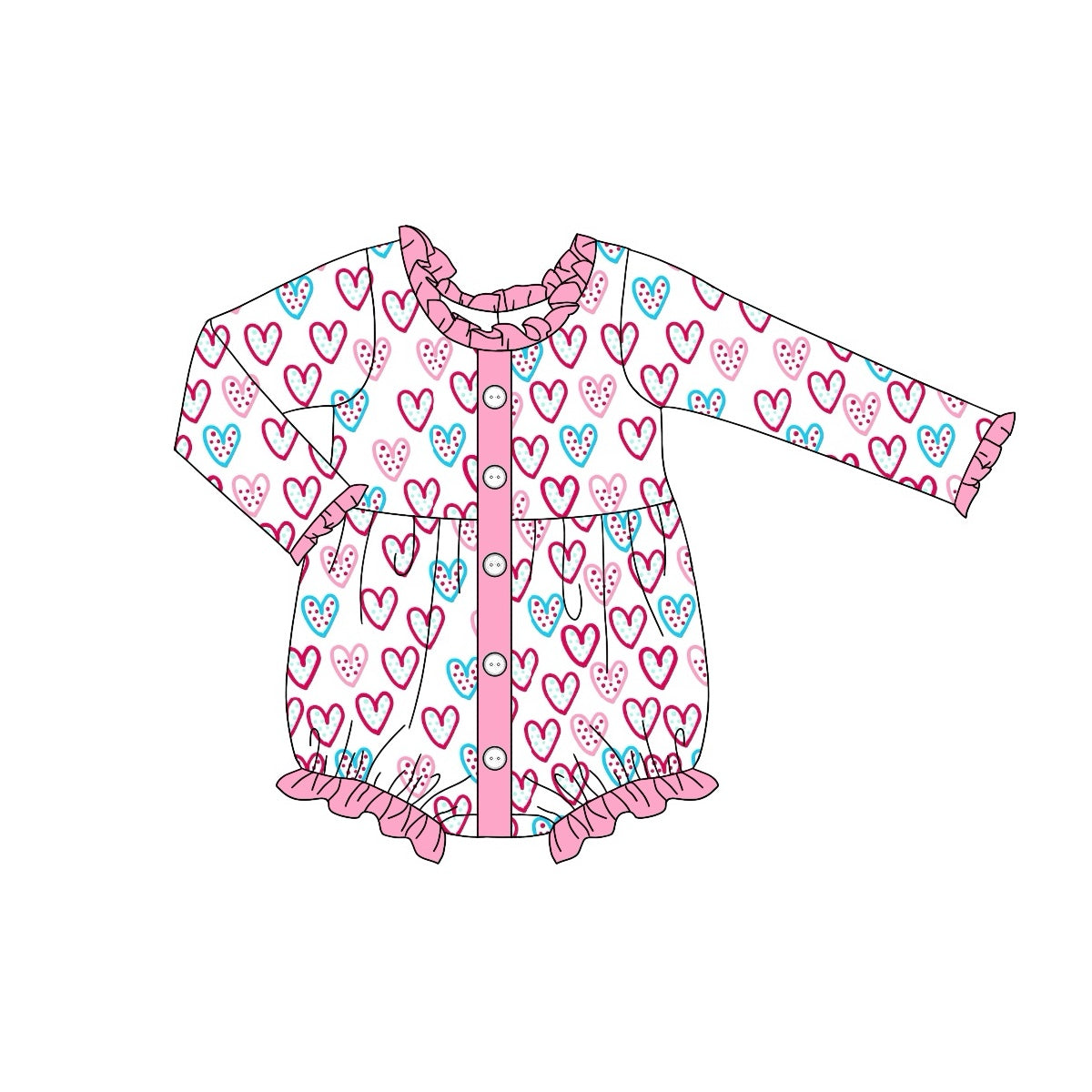 Baby Infant Girls Rompers Valentines Hearts Buttons Rompers preorder LR1954