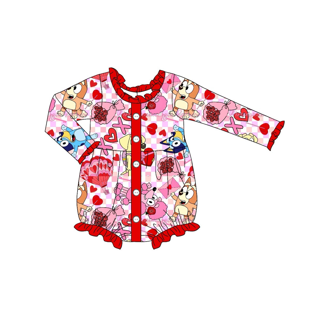 Baby Infant Girls Rompers Valentines Dogs Flowers Rompers preorder LR1955