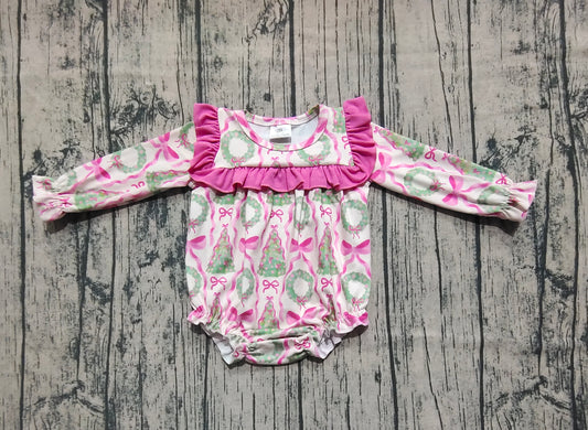 Baby Girls Rompers Long Ruffle Sleeves Trees Bows Ruffle Rompers Preorder LR2202 6.7