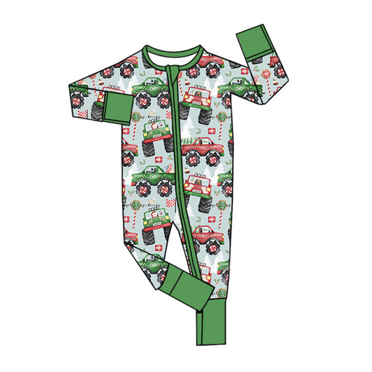 Baby Girls Rompers Green Long Sleeves Truck Trees Flags Pant Zipper Rompers Preorder LR2279 5.30