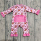 Baby Girls Rompers Long Ruffle Sleeves Pink Bows Footballs Zipper Rompers Preorder LR2361 8.2