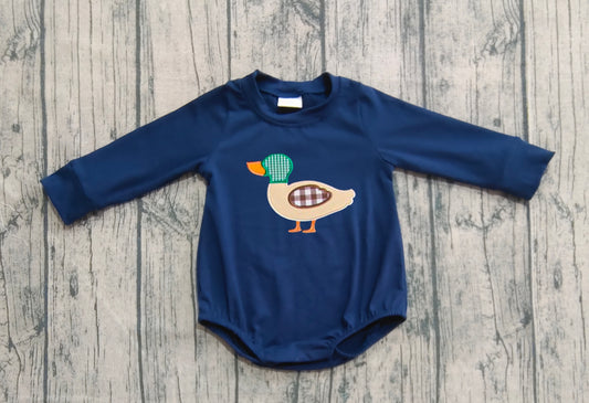 Embroidery Baby Boys Rompers Navy Fall Mallard Ducks Rompers Preorder LR2436 8.2