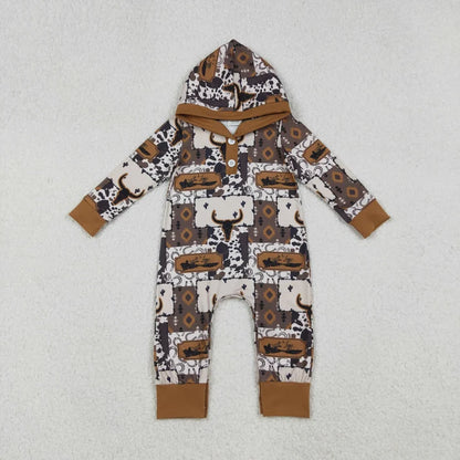 Sibling Baby Boys Southern Hunting Camo Button Two Way Zip Convertible Hoodie Rompers